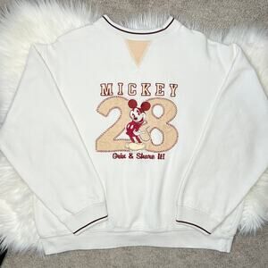 DISNEY Vintage Mickey Sweatshirt Size Medium 28 Grin and Share It Embroidered